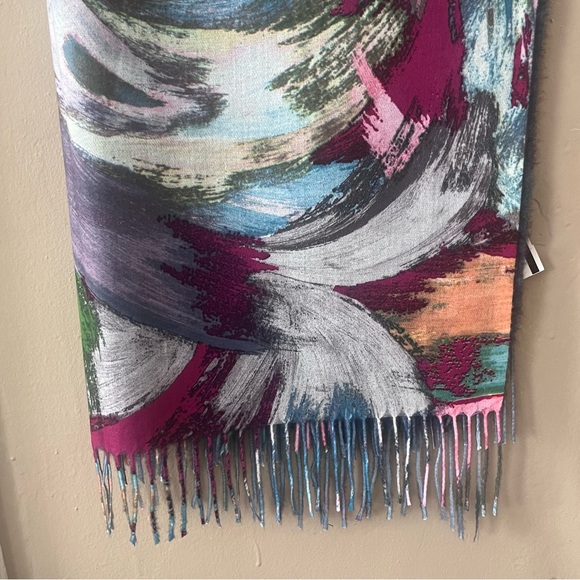 🏷️🎉totw • abstract colorful paint stroke scarf poncho shawl - Picture 6 of 10